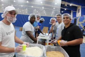 Students serving food