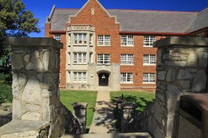 A view of Delzell Hall from the back