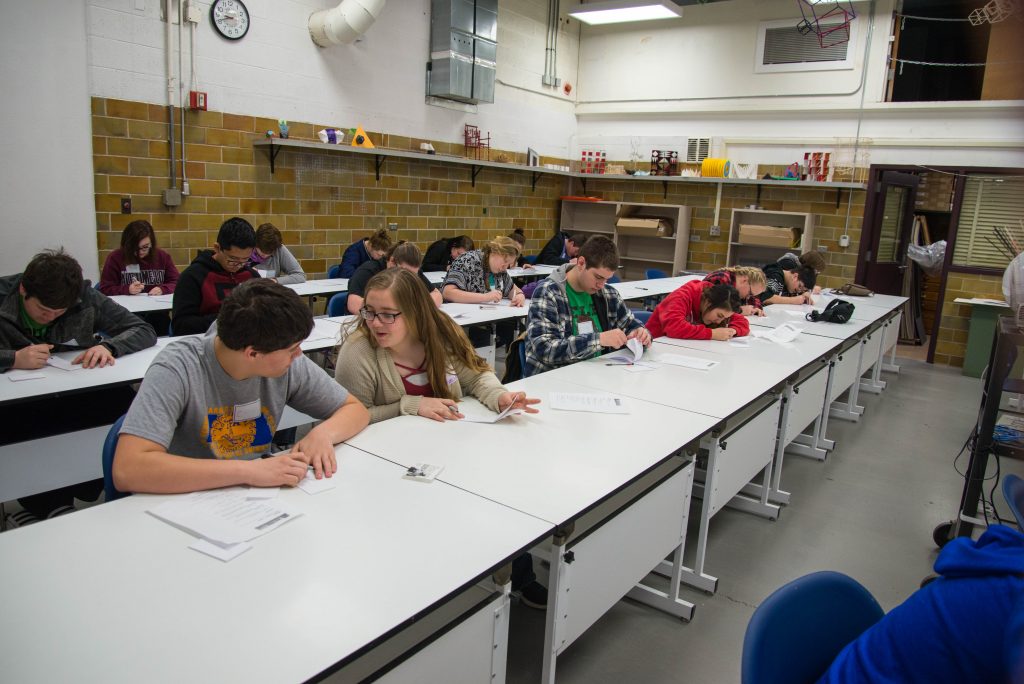 art day students in the art gallery