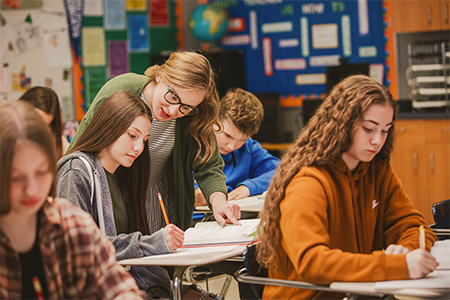 classroom students with a student teacher