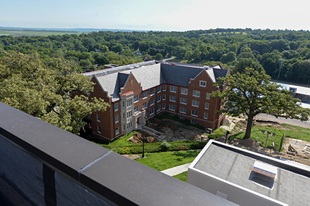 aerial view of Delzell Hall