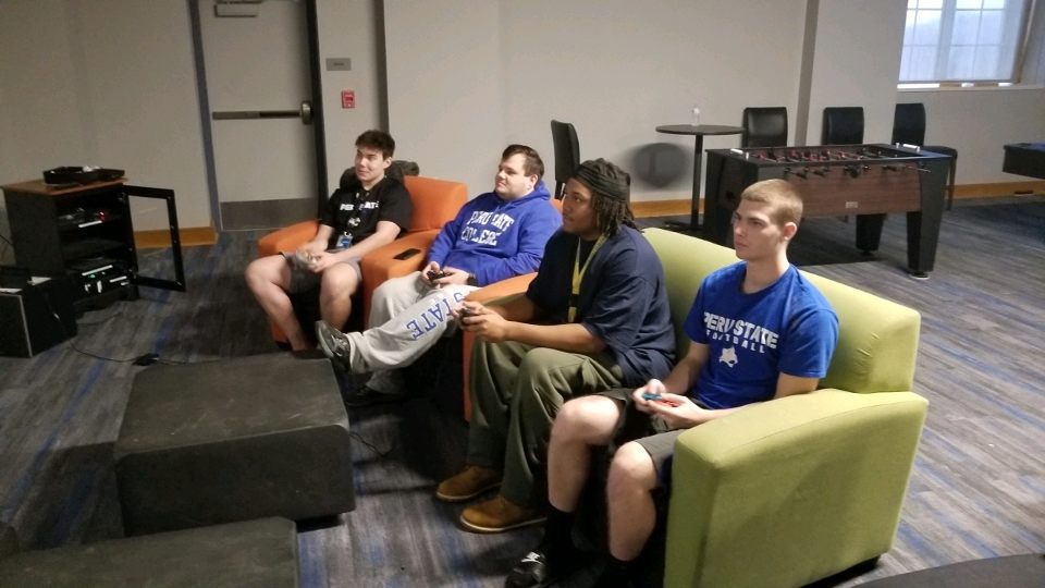 Students gaming together