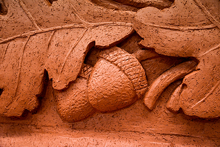 relief on the exterior of the Performing Arts Center